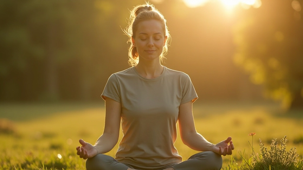 Vrouw mediteert in rustige omgeving met volle concentratie en innerlijke rust